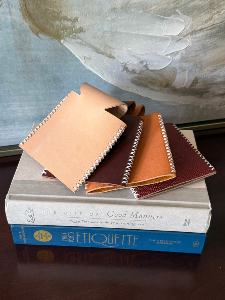 Hand Stitched Leather Koozie: Made to Order